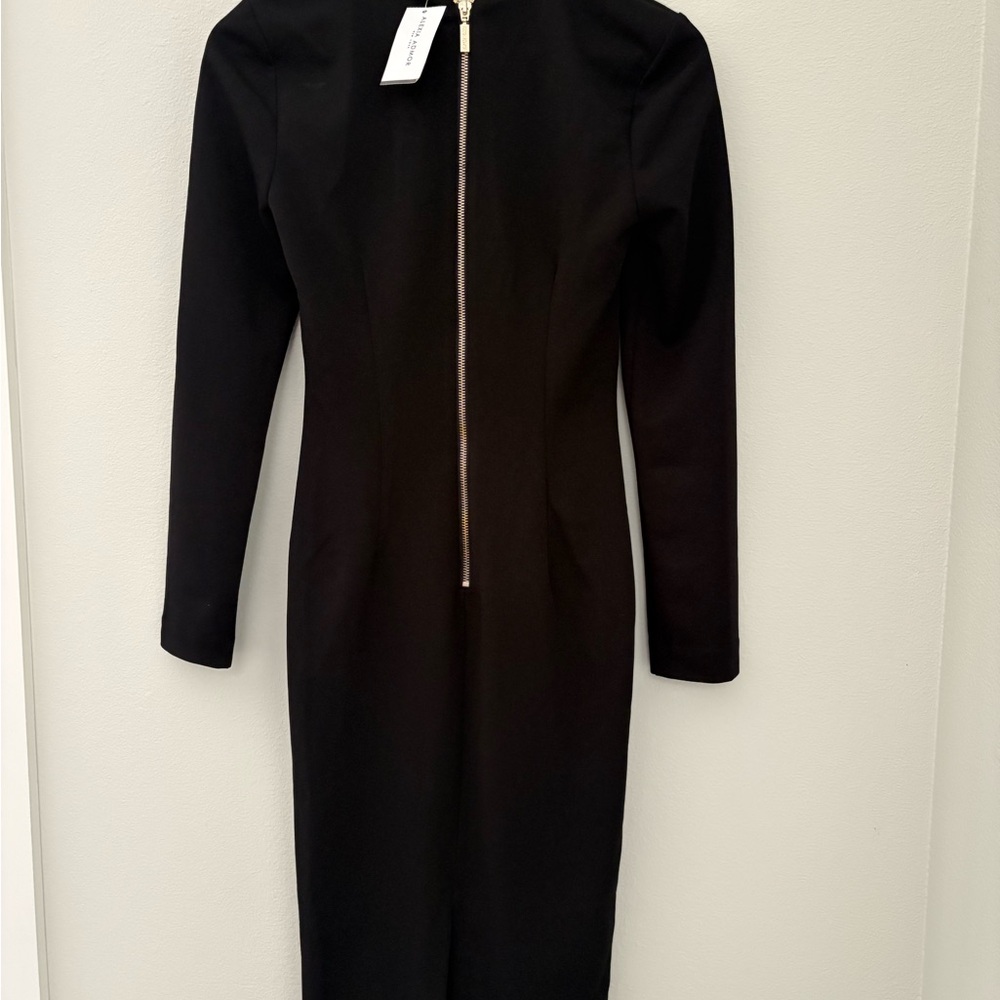 NWT Alexia Admor Classic Midi Black Long Sleeve Dress Sz XS - Picture 3 of 4